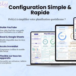 Planificateur Hebdomadaire & Journalier, Suivi des tâches, To-Do List, Checklist Quotidienne, Suivi Habitudes, Agenda Google Sheets, Excel