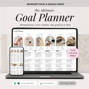 Goal Planner 2026, Goal Planner Spreadsheet, Google Sheets Planner, Digital Excel New Year Resolution Template, Annual & Monthly Goal Tracker, SMART Goals, Vision Board